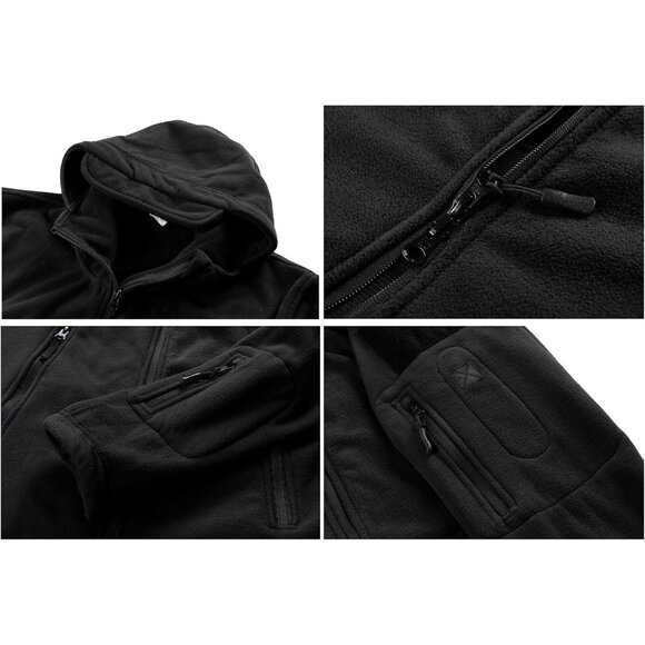 Men's Military Tactical Sport Warm Fleece Hooded Outdoor Adventure Jacket Coats - Picture 6 of 8